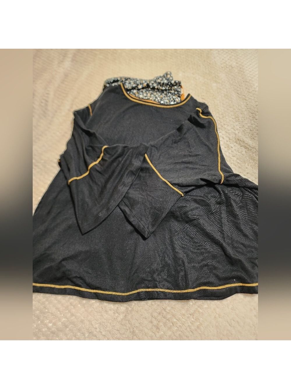 Stylish Black Top with Gold Trim - Picture 1 of 7